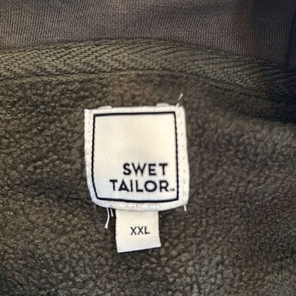 NEW Swet Tailor Mens Army Green Stretch Fleece Zip Hoodie - Picture 6 of 8